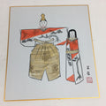 Japanese Art Board Vtg Shikishi Paper Hand Drawn Picture Hina Doll A363