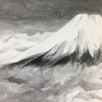 Japanese Art Board Vtg Shikishi Paper Hand Drawn Picture Mountain Black ink A421