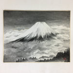 Japanese Art Board Vtg Shikishi Paper Hand Drawn Picture Mountain Black ink A421