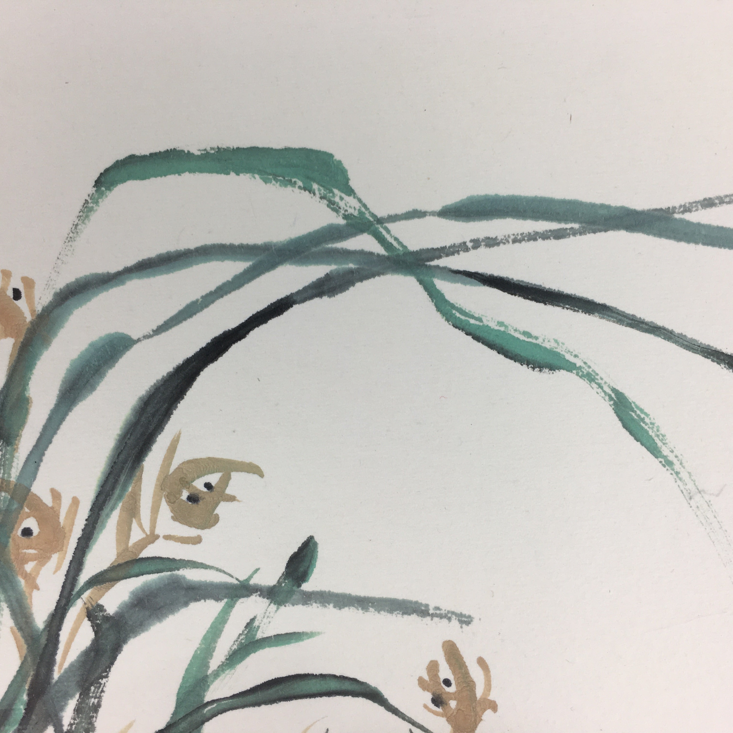 Japanese Art Board Vtg Shikishi Paper Hand Drawn Picture Pampas grass A398
