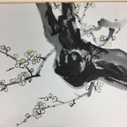 Japanese Art Board Vtg Shikishi Paper Hand Drawn Picture Plum Blossom A372