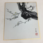 Japanese Art Board Vtg Shikishi Paper Hand Drawn Picture Plum Blossom A372