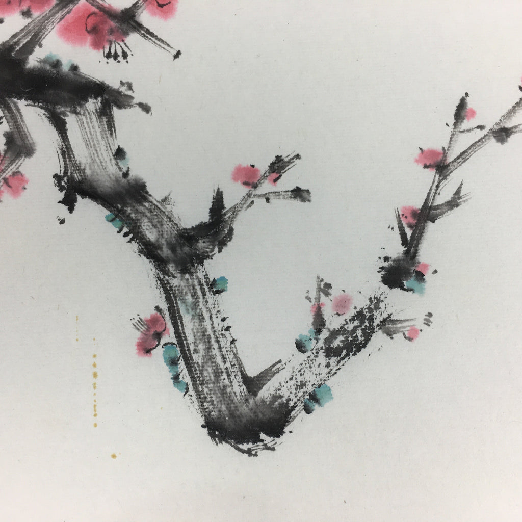 Japanese Art Board Vtg Shikishi Paper Hand Drawn Picture Plum Blossom A394