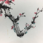 Japanese Art Board Vtg Shikishi Paper Hand Drawn Picture Plum Blossom A394