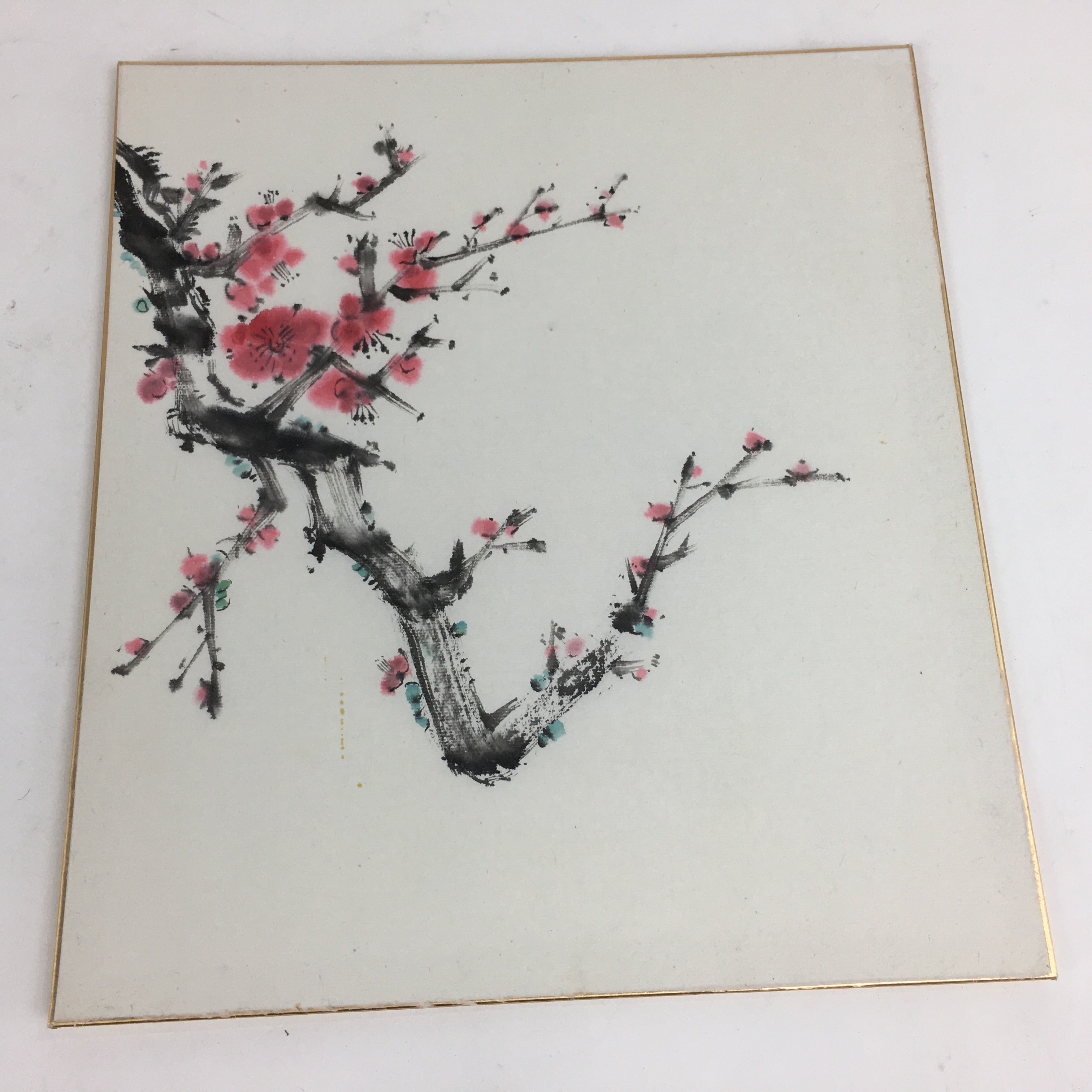 Japanese Art Board Vtg Shikishi Paper Hand Drawn Picture Plum Blossom A394