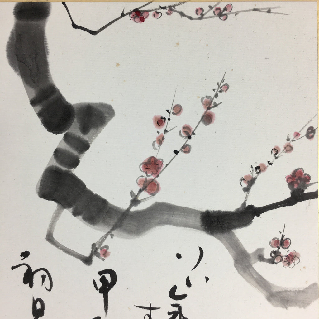 Japanese Art Board Vtg Shikishi Paper Hand Drawn Picture Plum Blossom A426