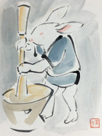 Japanese Art Board Vtg Shikishi Paper Hand Drawn Picture Rabbit A424