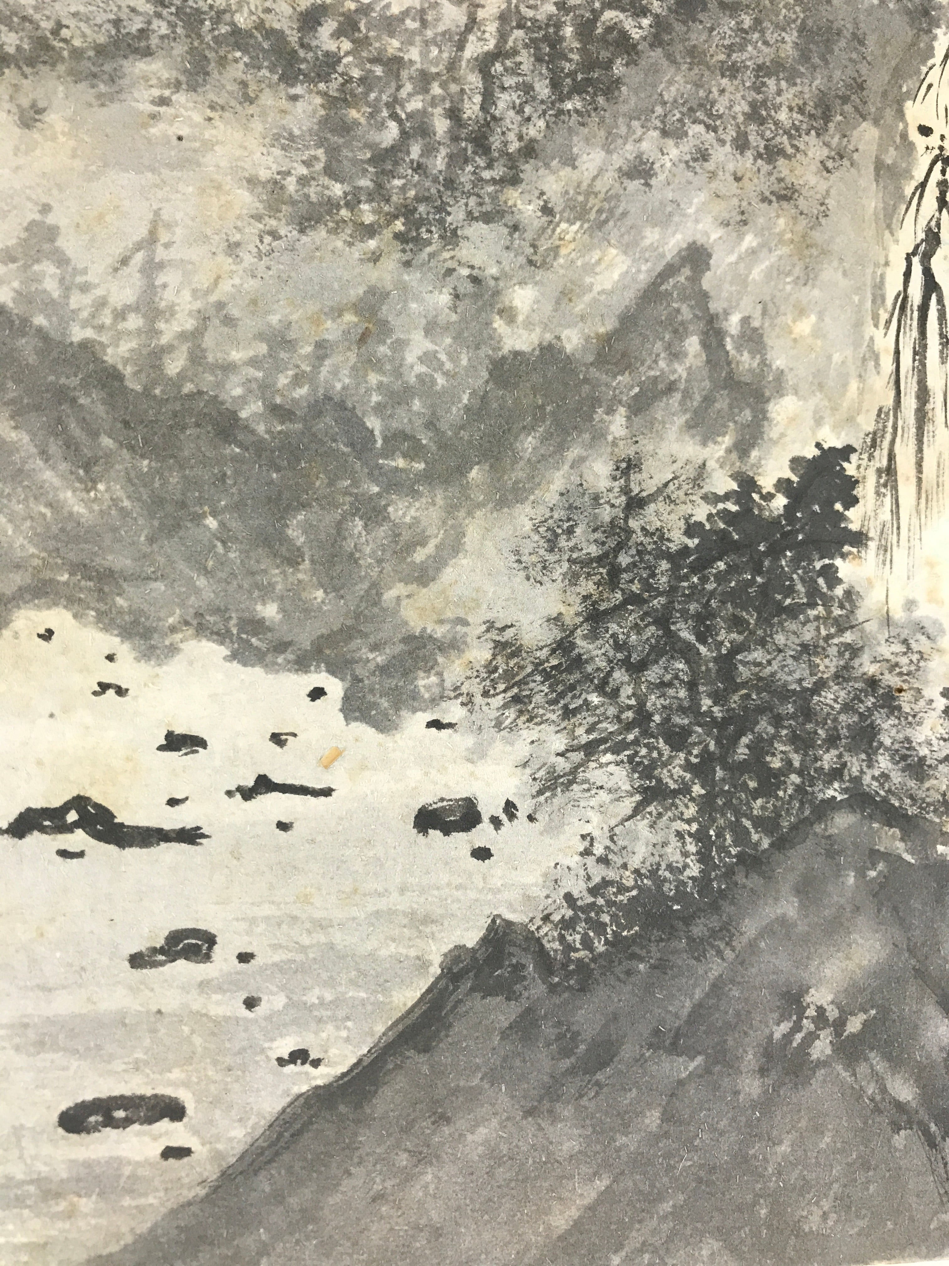 Japanese Art Board Vtg Shikishi Paper Hand Drawn Picture Sansui A444