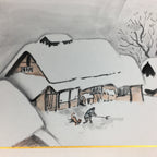 Japanese Art Board Vtg Shikishi Paper Hand Drawn Picture Snow Scenery A354