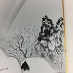 Japanese Art Board Vtg Shikishi Paper Hand Drawn Picture Snow Scenery A354