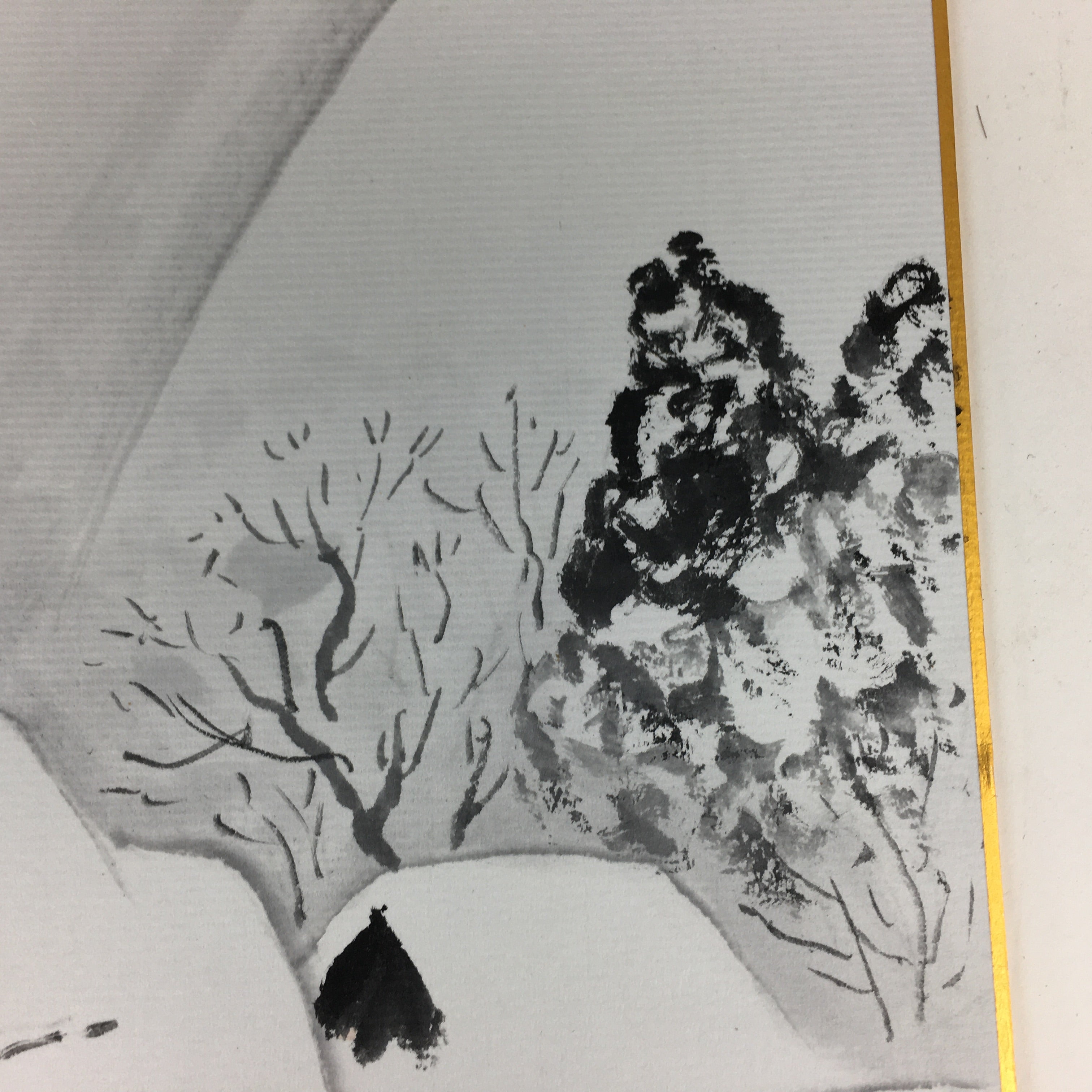 Japanese Art Board Vtg Shikishi Paper Hand Drawn Picture Snow Scenery A354