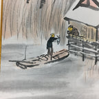 Japanese Art Board Vtg Shikishi Paper Hand Drawn Picture Snow Scenery A358