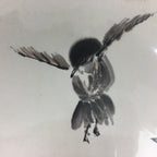 Japanese Art Board Vtg Shikishi Paper Hand Drawn Picture Sparrow Bamboo A397