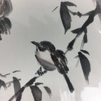 Japanese Art Board Vtg Shikishi Paper Hand Drawn Picture Sparrow Bamboo A397
