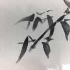 Japanese Art Board Vtg Shikishi Paper Hand Drawn Picture Sparrow Bamboo A397