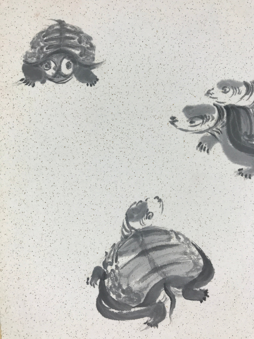 Japanese Art Board Vtg Shikishi Paper Hand Drawn Picture Turtles A454