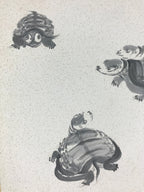 Japanese Art Board Vtg Shikishi Paper Hand Drawn Picture Turtles A454