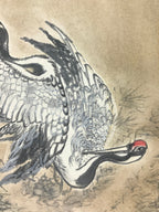 Japanese Art Board Vtg Shikishi Paper Hand Drawn Picture Two Cranes A453