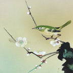 Japanese Art Board Vtg Shikishi Paper Hand Drawn Picture Warbler A406