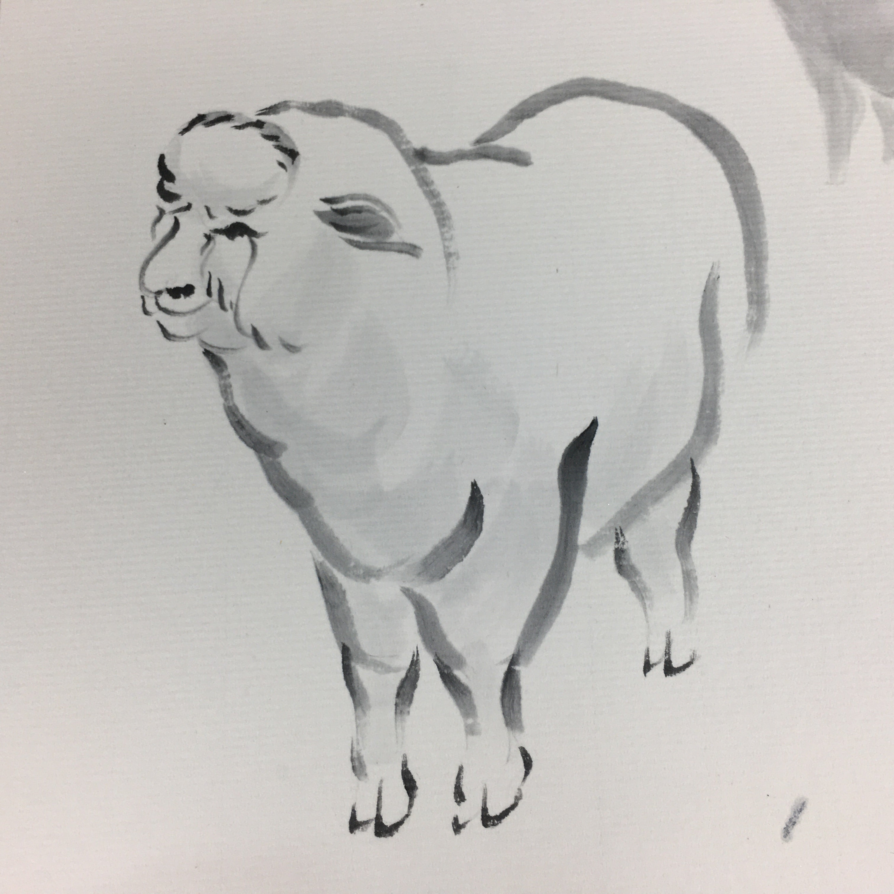 Japanese Art Board Vtg Shikishi Paper Hand Drawn Picture Zodiac Sheep A383