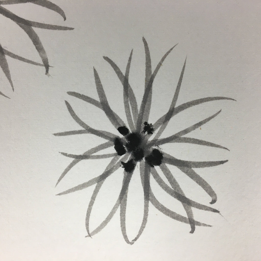 Japanese Art Board Vtg Shikishi Paper Hand-painted Calligraphy Kanji Flower A322