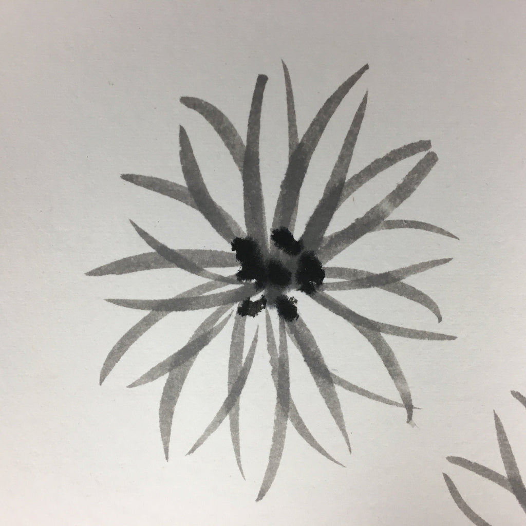 Japanese Art Board Vtg Shikishi Paper Hand-painted Calligraphy Kanji Flower A322