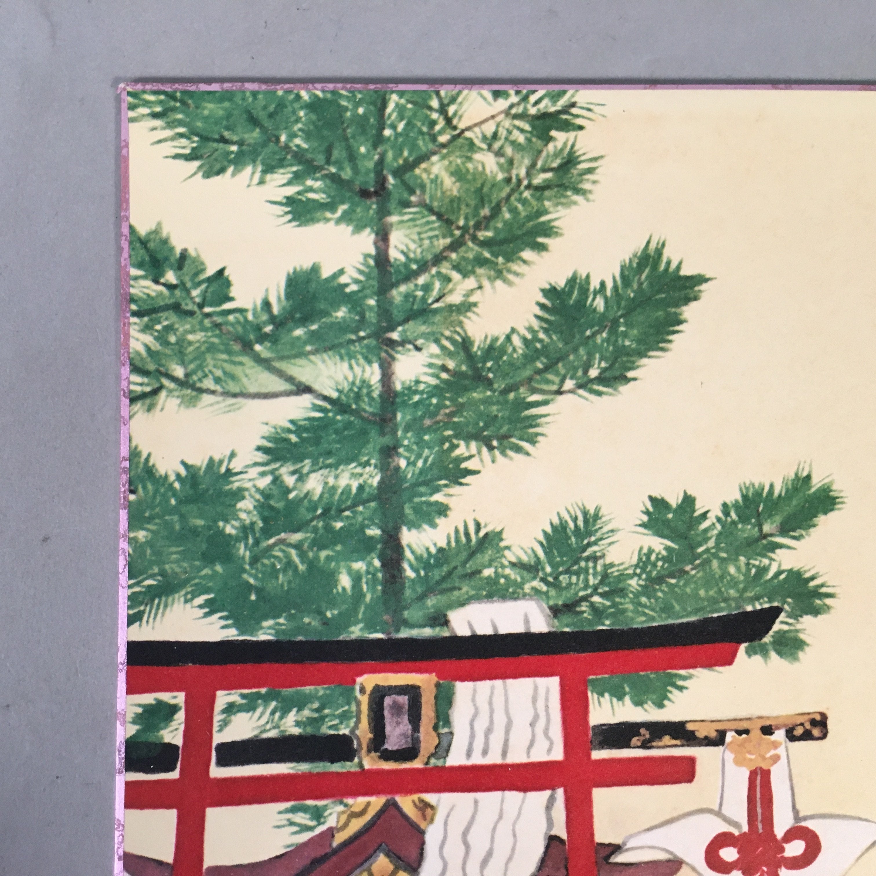 Japanese Art Board Vtg Shikishi Paper Hand-painted Carp Yasaka Shrine Kyoto A294