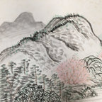 Japanese Art Board Vtg Shikishi Paper Hand-painted Cherry Blossom Mountains A280