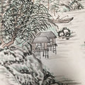 Japanese Art Board Vtg Shikishi Paper Hand-painted Cherry Blossom Mountains A280
