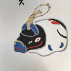 Japanese Art Board Vtg Shikishi Paper Hand-painted Clay Bell Dorei Kanji A297
