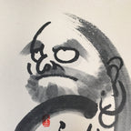 Japanese Art Board Vtg Shikishi Paper Hand-painted Daruma Calligraphy Kanji A310