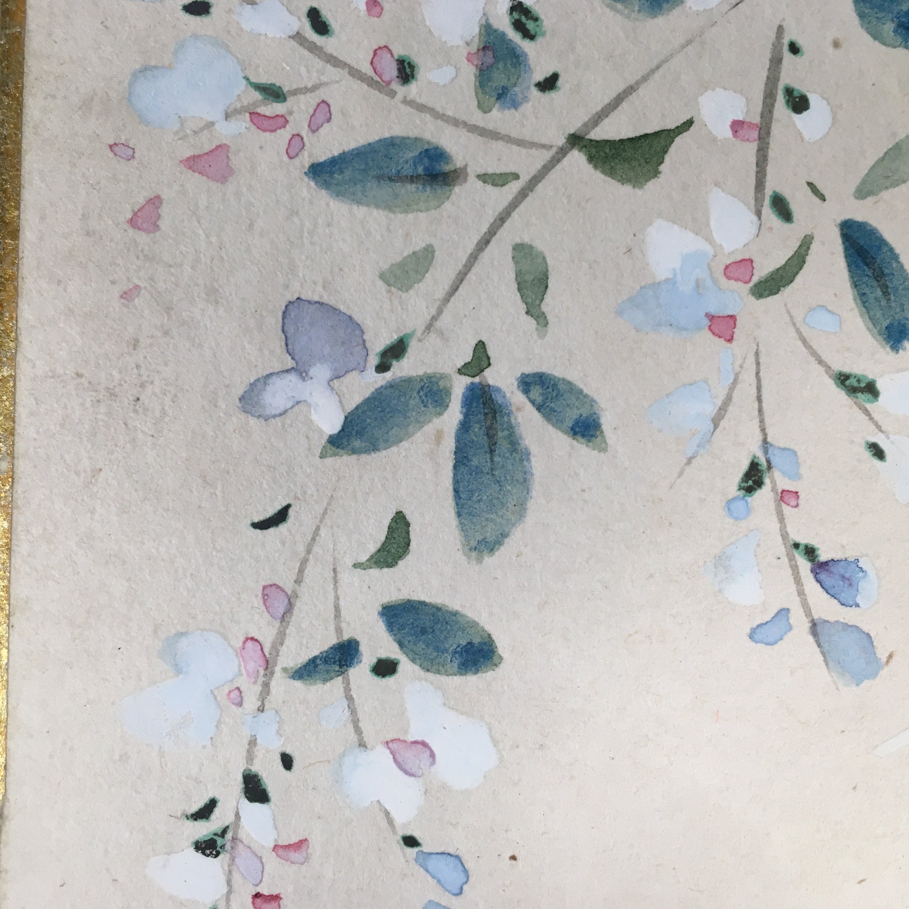 Japanese Art Board Vtg Shikishi Paper Hand-painted Grass Hopper A306