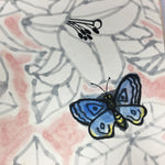 Japanese Art Board Vtg Shikishi Paper Hand-painted Lily Flower Butterfly A326