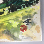 Japanese Art Board Vtg Shikishi Paper Hand-painted Mountain Scenery A328