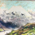Japanese Art Board Vtg Shikishi Paper Hand-painted Mountain Scenery A328