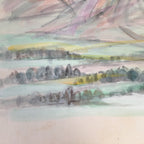Japanese Art Board Vtg Shikishi Paper Hand-painted Mt.Aso Neko Mountain A291