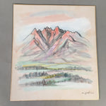 Japanese Art Board Vtg Shikishi Paper Hand-painted Mt.Aso Neko Mountain A291