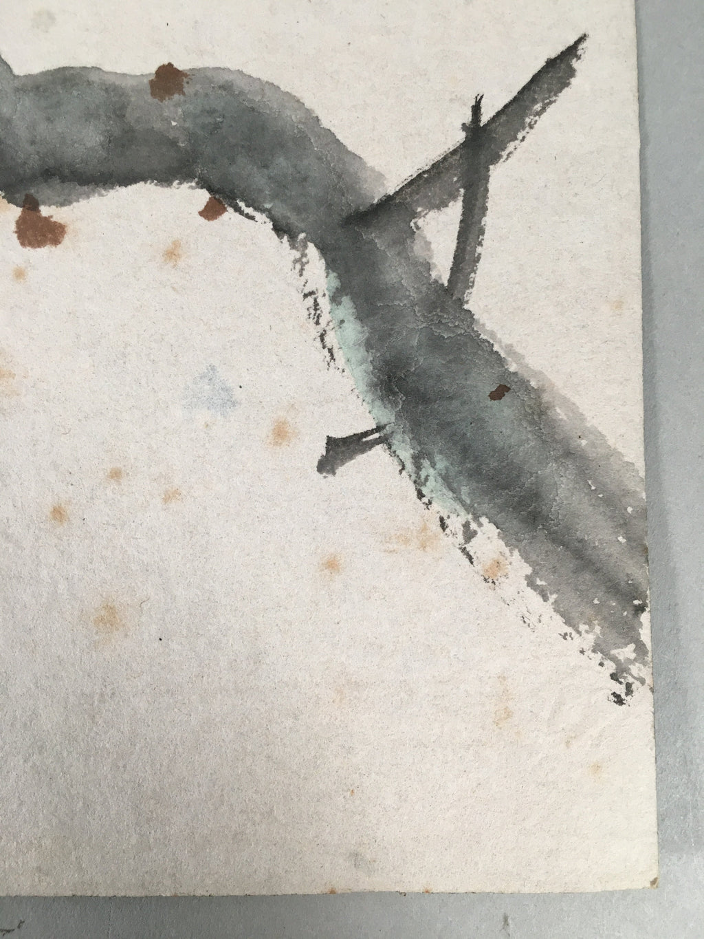 Japanese Art Board Vtg Shikishi Paper Hand-painted Plum Blossom Nightingale A312