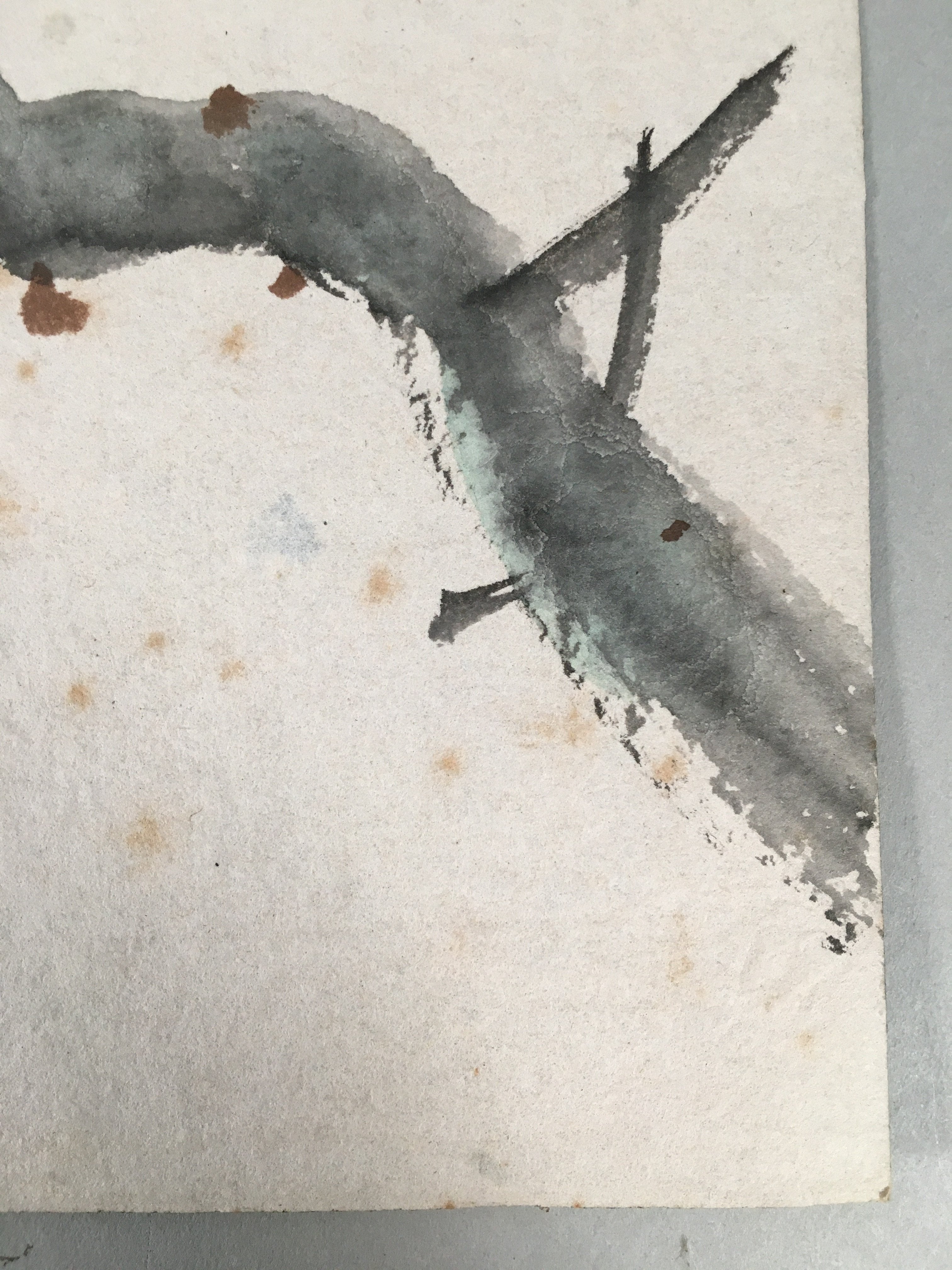 Japanese Art Board Vtg Shikishi Paper Hand-painted Plum Blossom Nightingale A312