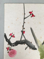 Japanese Art Board Vtg Shikishi Paper Hand-painted Plum Blossom Nightingale A312