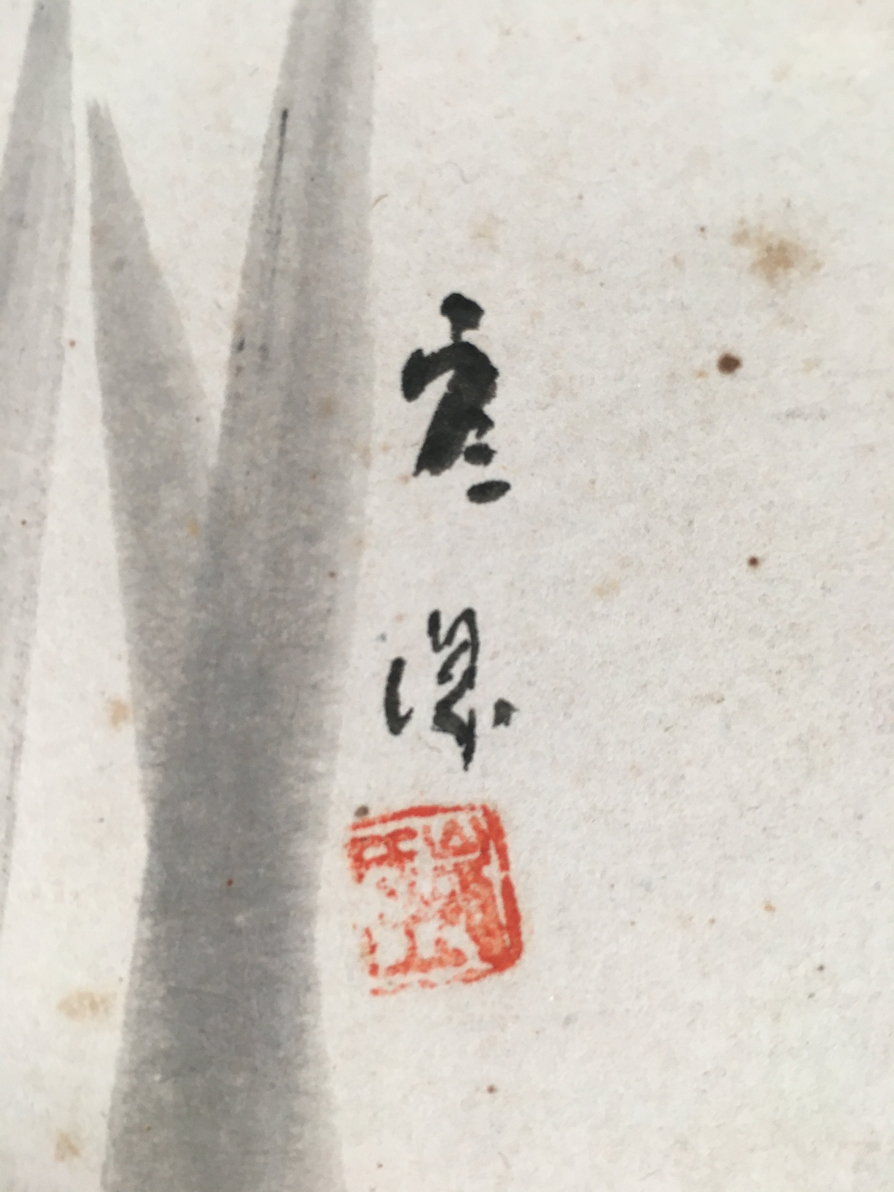 Japanese Art Board Vtg Shikishi Paper Hand-painted Purple Flower Iris A311
