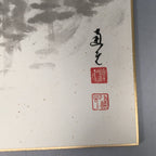 Japanese Art Board Vtg Shikishi Paper Hand-painted Sumie Black White Waterfall A