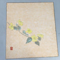 Japanese Art Board Vtg Shikishi Paper Hand-painted Yellow Flower A304