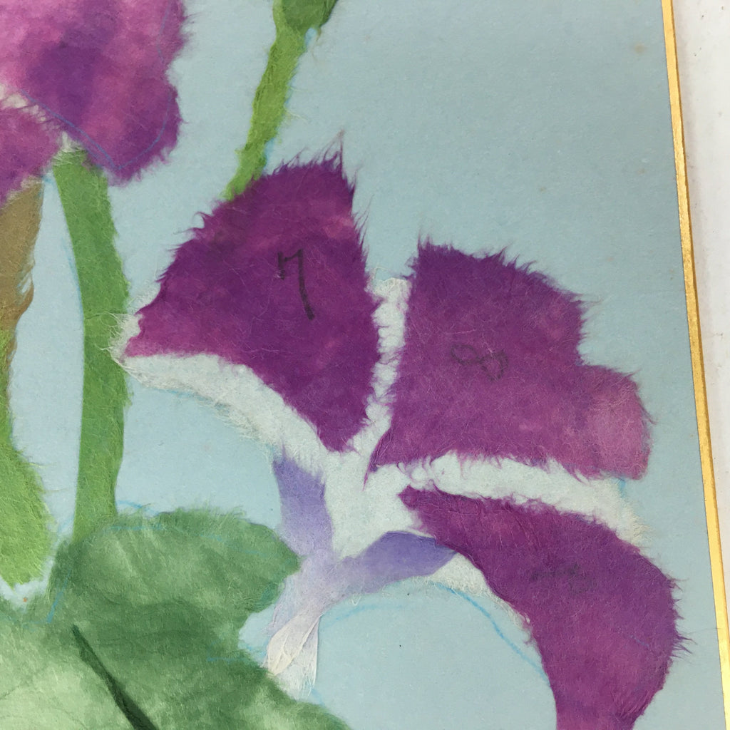 Japanese Art Board Vtg Shikishi Paper Handcraft Chigiri-e Japanese Art Flower A