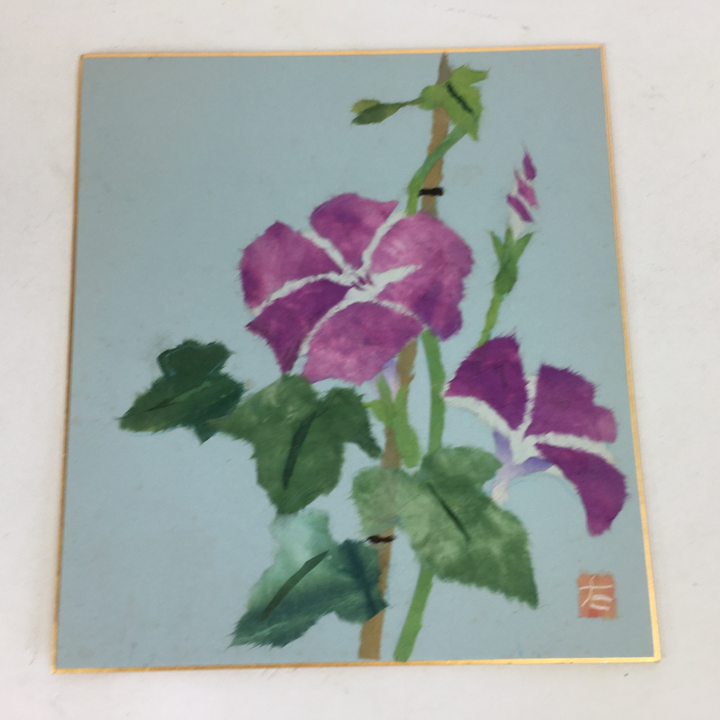Japanese Art Board Vtg Shikishi Paper Handcraft Chigiri-e Japanese Art Flower A