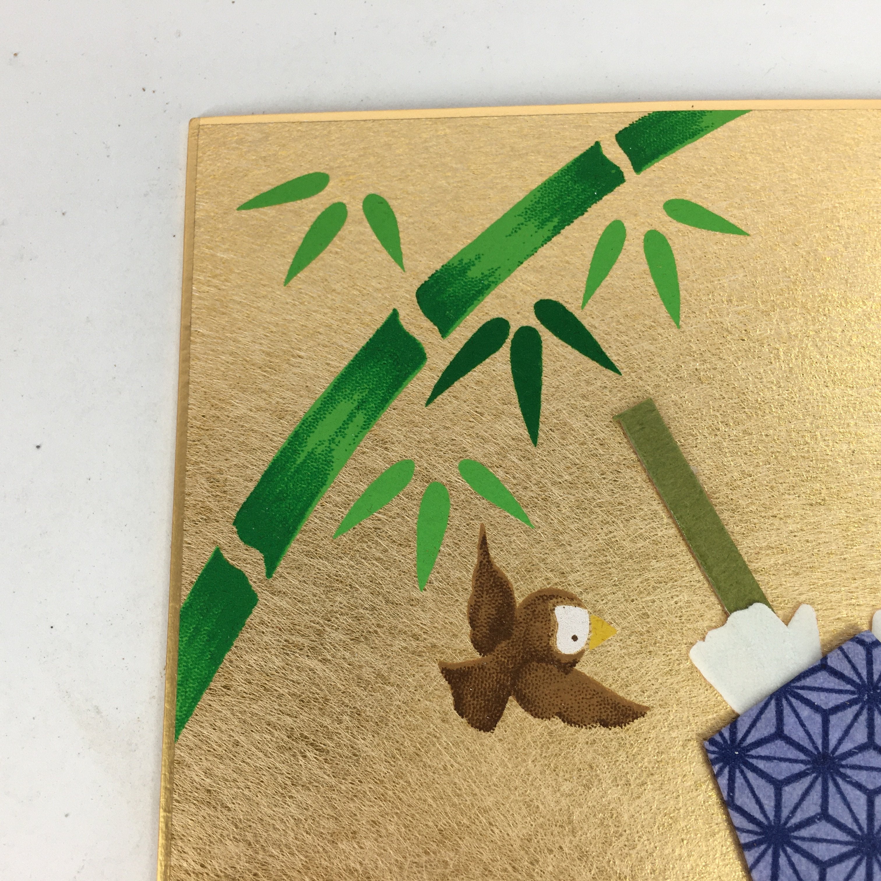 Japanese Art Board Vtg Shikishi Paper Handmade Embossing Oshie Child A334