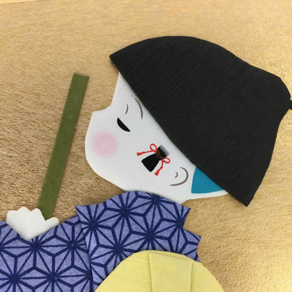 Japanese Art Board Vtg Shikishi Paper Handmade Embossing Oshie Child A334