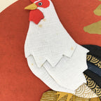 Japanese Art Board Vtg Shikishi Paper Handmade Embossing Oshie Rooster A331
