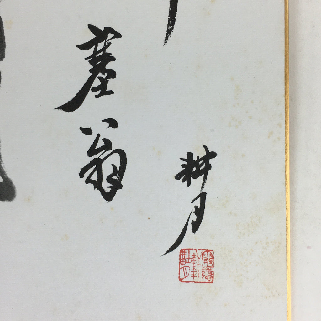 Japanese Art Board Vtg Shikishi Paper Printed Picture Black Horse A417