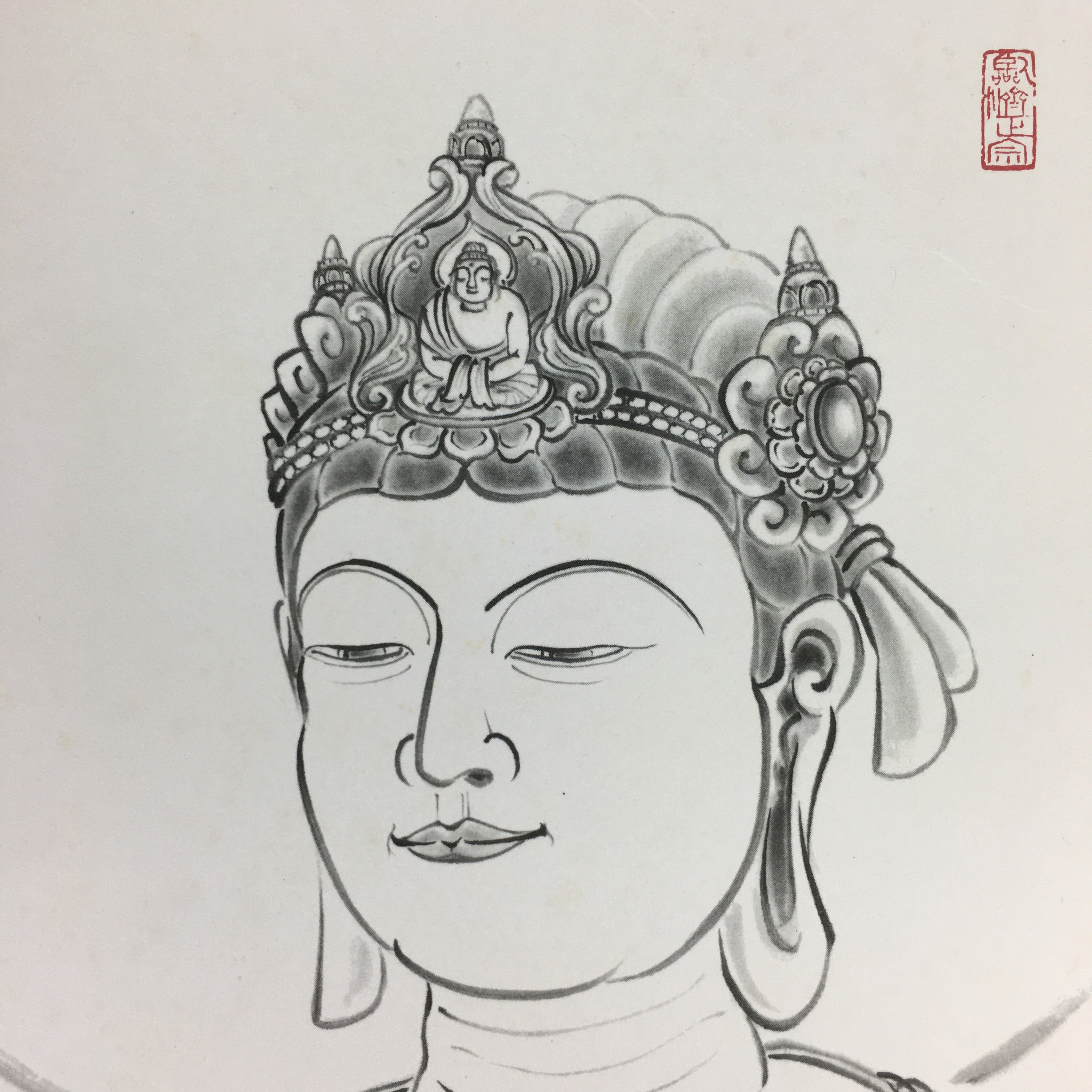 Japanese Art Board Vtg Shikishi Paper Printed Picture Buddha Picture A412
